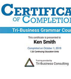 Business Writing Course Certificate