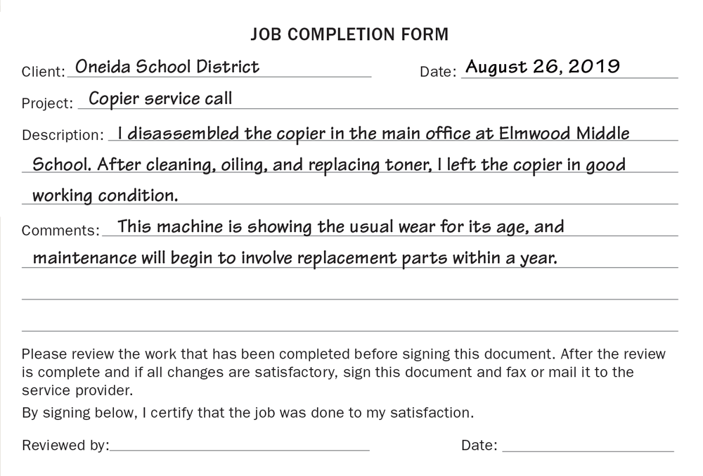 Job-Completion Form